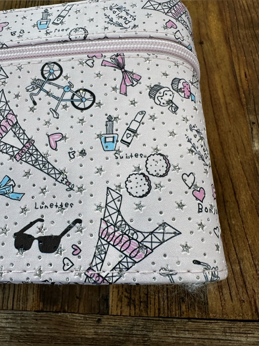 Kids Pink Eiffel Tower Print Travel Cosmetic Case - Picture 2 of 10